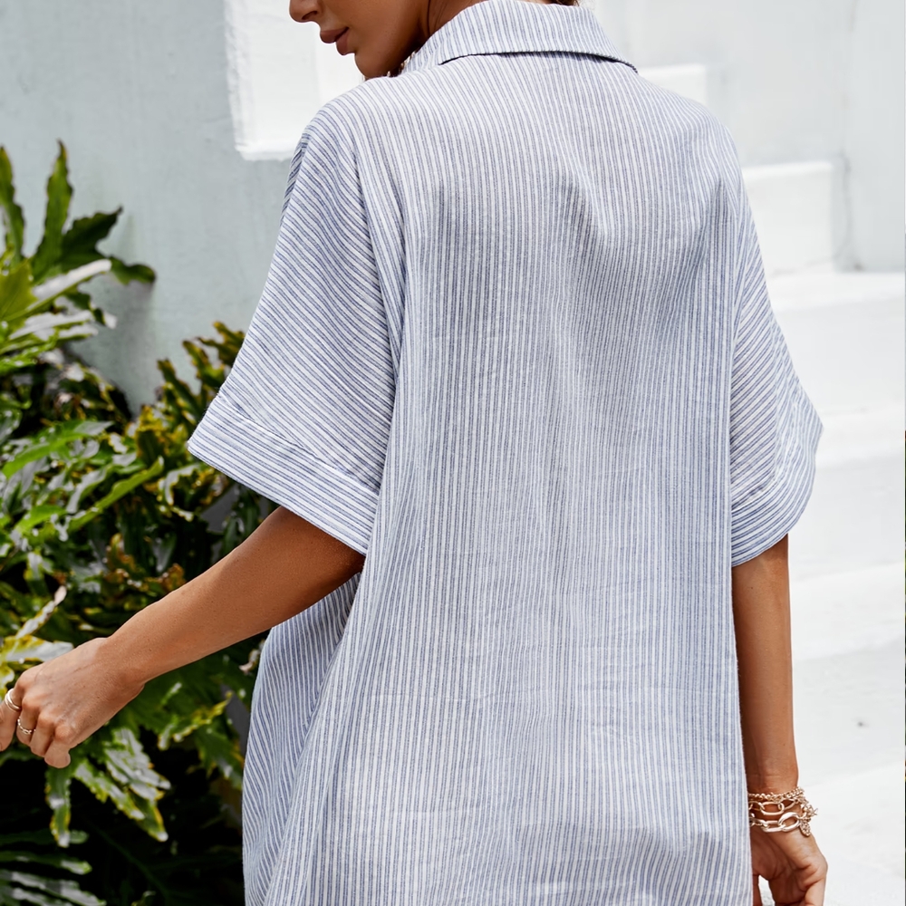 Cupshe Blue and White Striped Swim Cover-Up - Picture 3 of 4